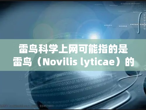 雷鸟科学上网可能指的是雷鸟（Novilis lyticae）的科学上网服务或应用。雷鸟是一种鸟类，以鸟类的翅膀为特征，属于鸟类科鸟类属。它们以其独特的翅膀形状和行为而闻名